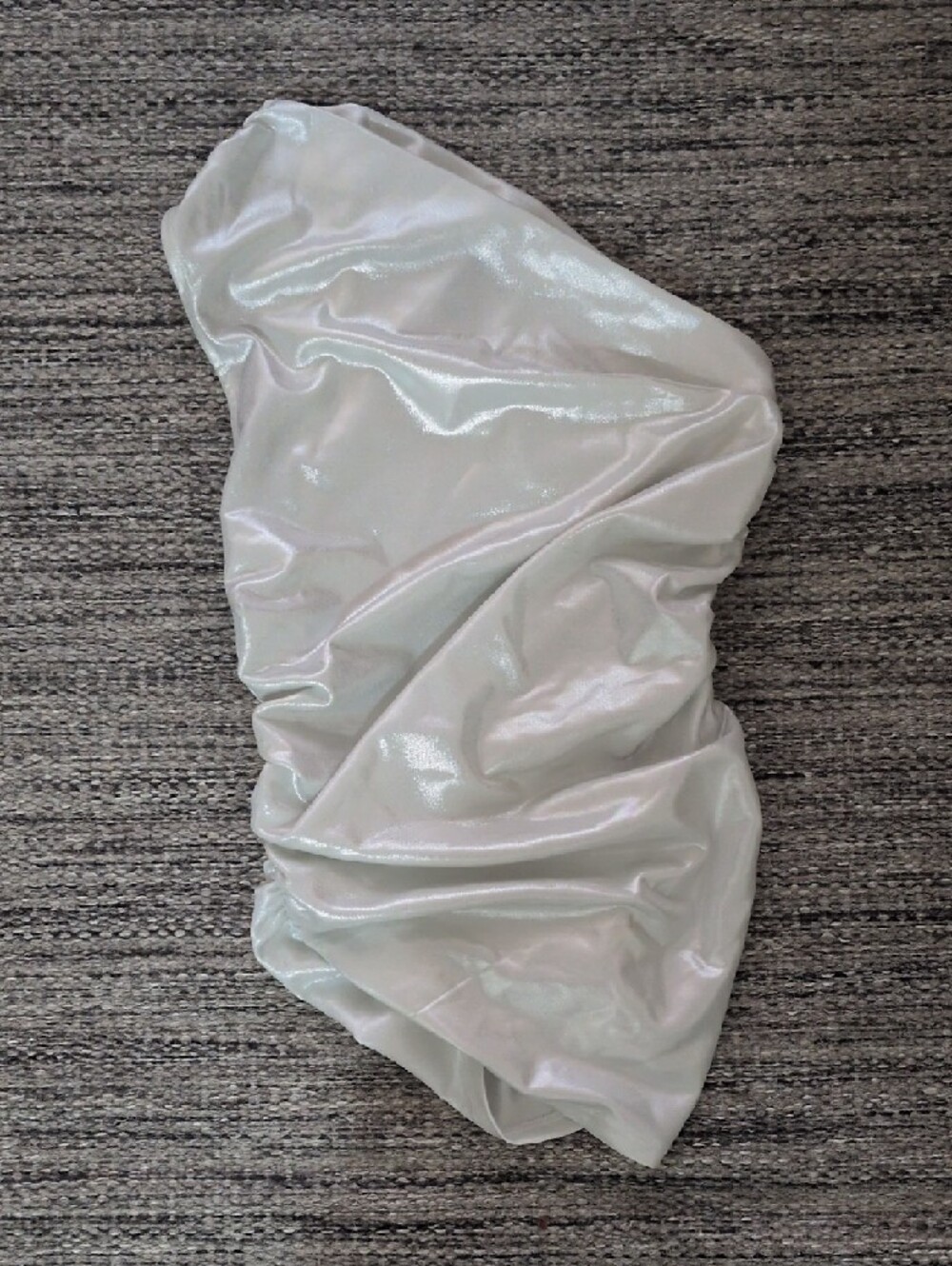 H&M Asymmetrical Iridescent Pearl White Satin Ruched Top - XS